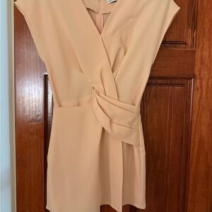 Elegant Peach Wrap Romper/ Skort